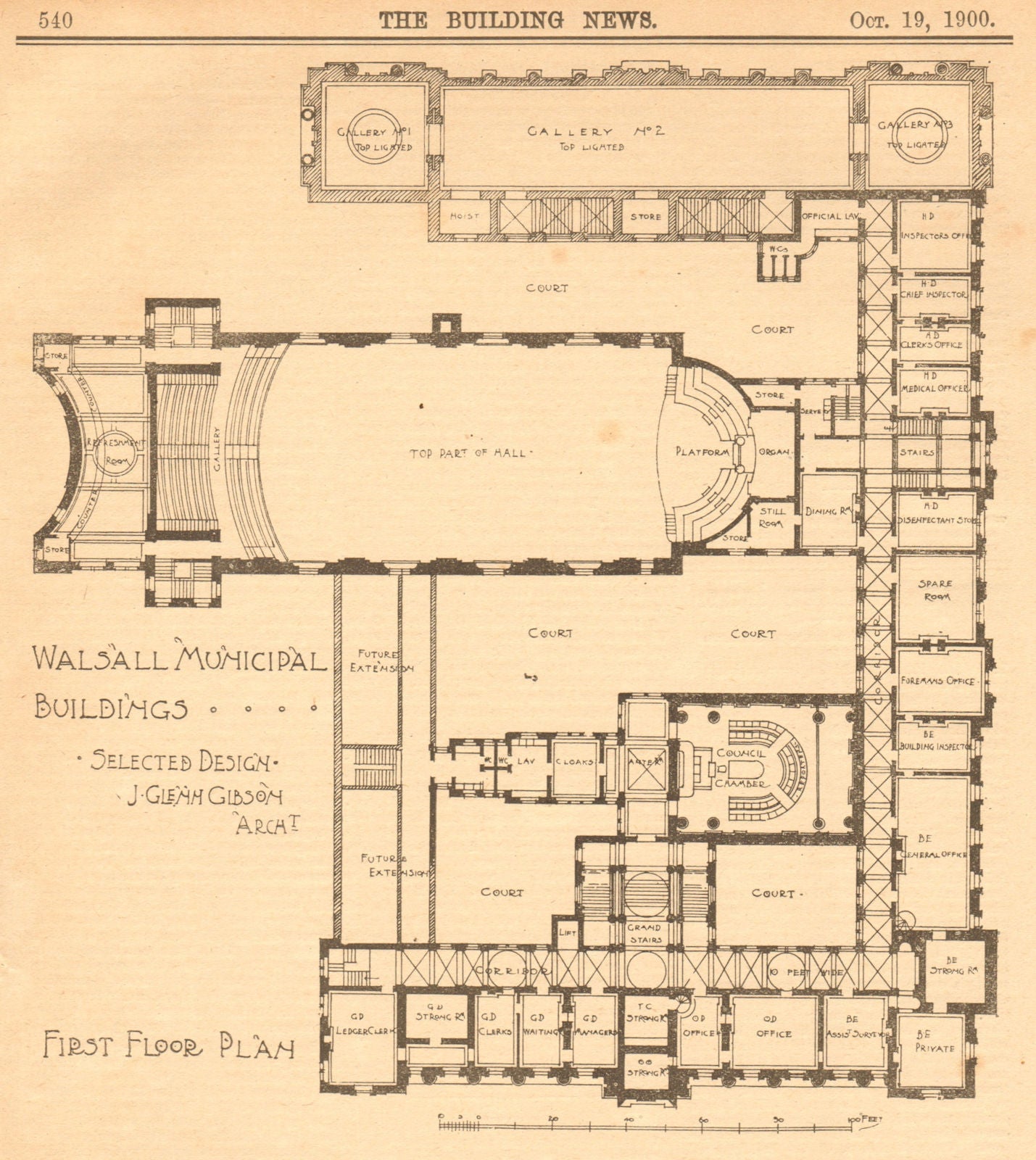 Walsall Municipal Buildings. J. Glenn Gibson Architect. Staffordshire 1900